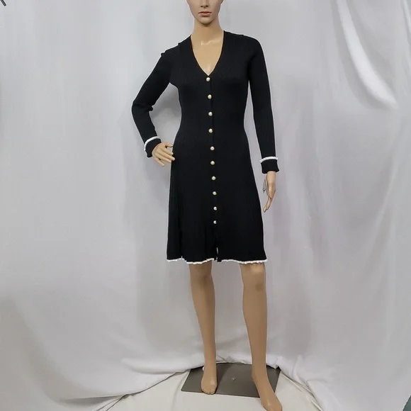 Taylor Fit And Flare Colorblock Mini Sweater Dress - Picture 10 of 17